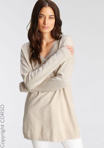Longpullover Spitzenkante