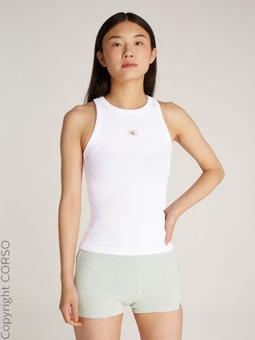 Top Woven Label Rib Tank
