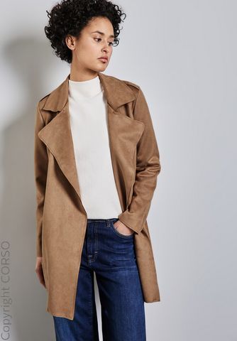 Open Velours Trenchcoat